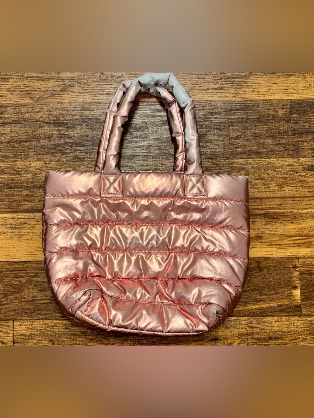 Justice Metallic Rose Gold Quilted Tote